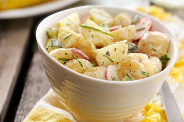 Pink fir apple potato salad